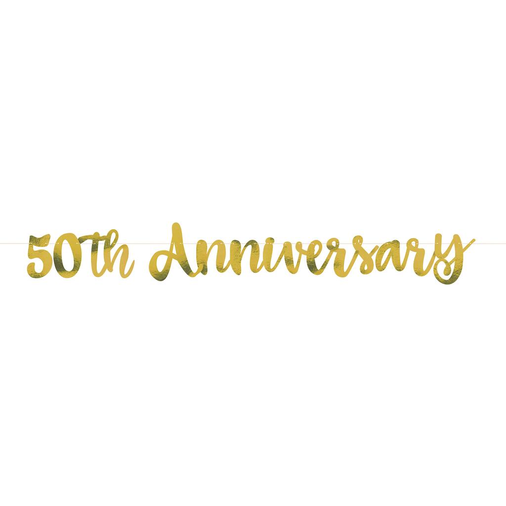 Gold 50th Anniversary Banner | 50th Anniversary Party Decorations